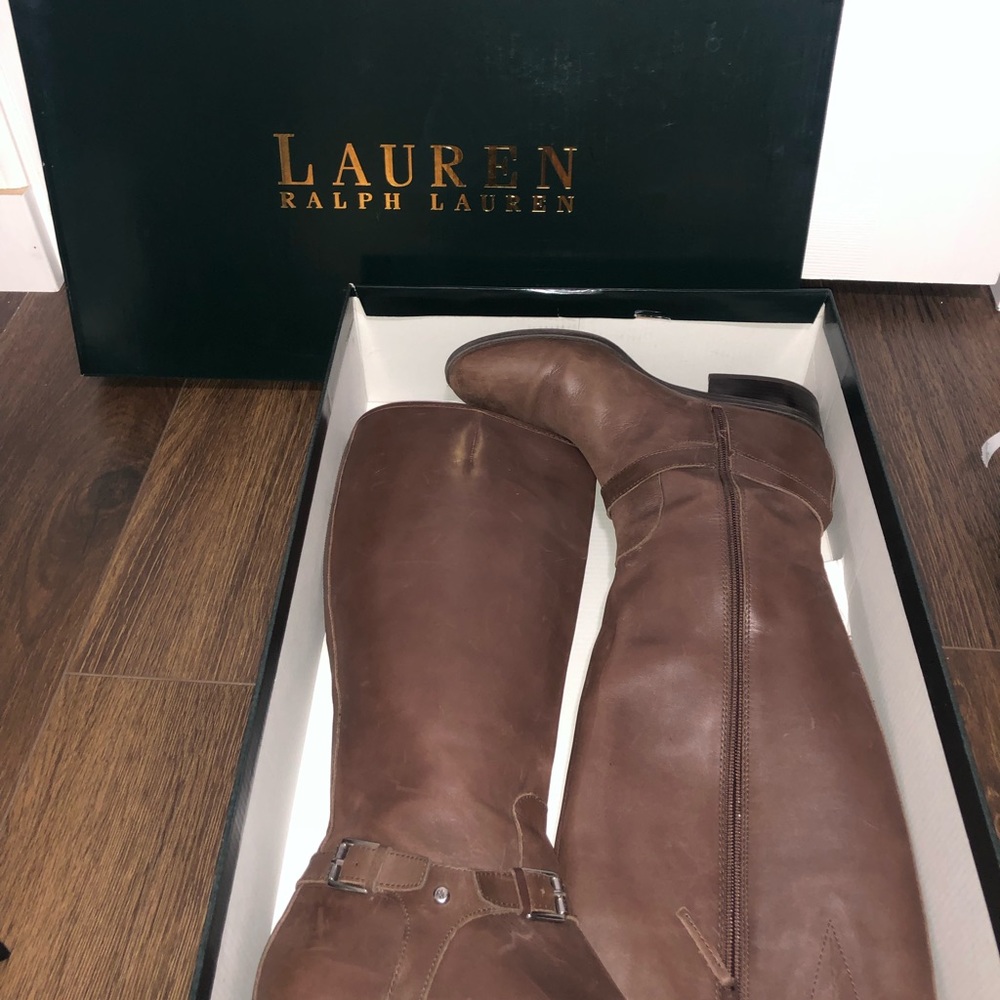 Ralph Lauren tall dark brown boots